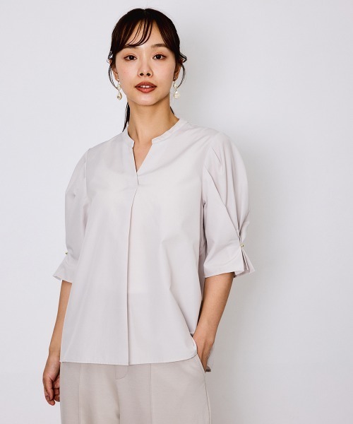 QUEENS COURT(クイーンズコート)の「タックバルーンキーネックブラウス≪手洗い可能≫(シャツ/ブラウス・レディース・オフホワイト/ピンク/ネイビー・M)」の12枚目の写真