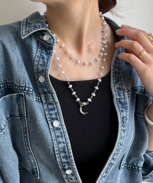 DouDou（ドゥドゥ）の「【インフルエンサーOKOCHI企画】月モチーフランダムパールネックレス（ネックレス・レディース・ゴールド/シルバー・FREE）」の10枚目の写真