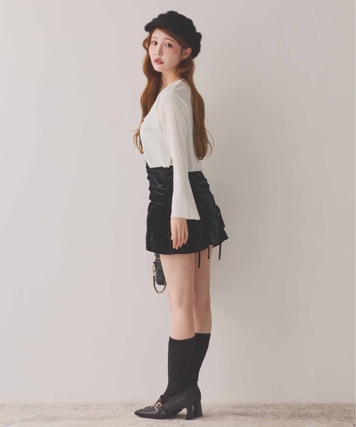 one after another NICE CLAUP(ワンアフターアナザーナイスクラップ)の「ドロストミニワンピース(ワンピース・レディース・アイボリー/ピンク/ブラック・FREE)」の6枚目の写真