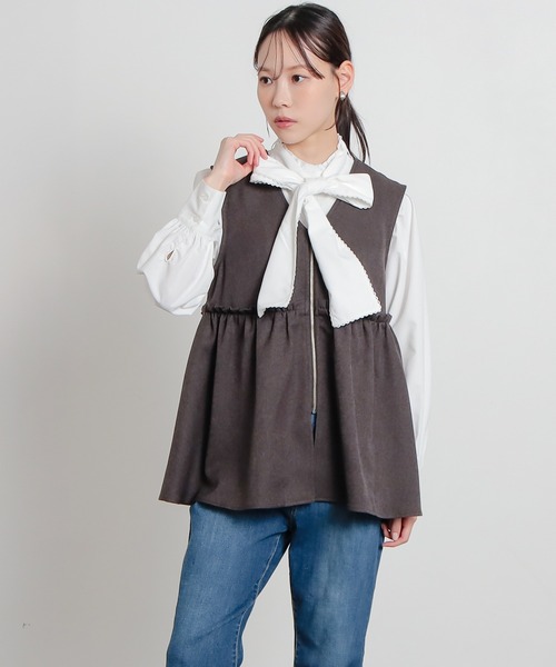 Honeys（ハニーズ）の「ペプラムベスト（ベスト・レディース・チャコール/キャメル/ブラック・L/S/M）」の14枚目の写真