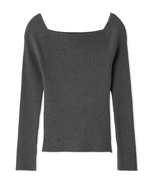 FRAY I.D（フレイアイディー）の「オフショルデコルテリブニット／ウォッシャブル（ニット/セーター・レディース・オフホワイト/グレー/ブラック/レッド・F）」の5枚目の写真