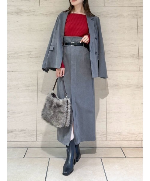 FRAY I.D（フレイアイディー）の「オフショルデコルテリブニット／ウォッシャブル（ニット/セーター・レディース・オフホワイト/グレー/ブラック/レッド・F）」の18枚目の写真