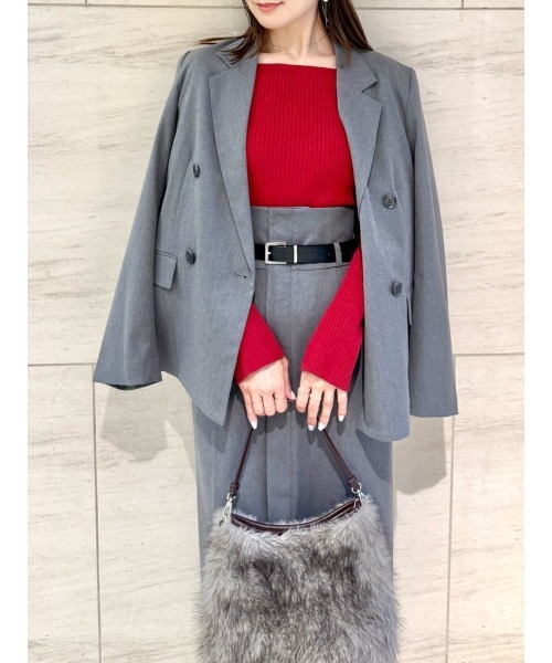 FRAY I.D（フレイアイディー）の「オフショルデコルテリブニット／ウォッシャブル（ニット/セーター・レディース・オフホワイト/グレー/ブラック/レッド・F）」の17枚目の写真