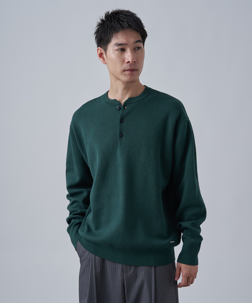 セール】【ANTS & ELEPHANTS】2トーン スウェットライクヘンリーネック