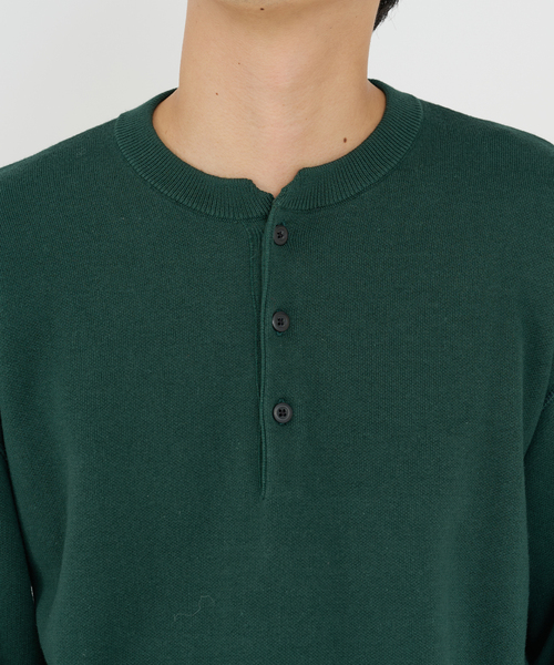 B.C STOCK（ベーセーストック）の「【ANTS & ELEPHANTS】2トーン スウェットライクヘンリーネックニット（ニット/セーター・メンズ・ブラック/グレー/グリーン/アイボリー/ベージュ系その他・MEDIUM/LARGE）」の8枚目の写真