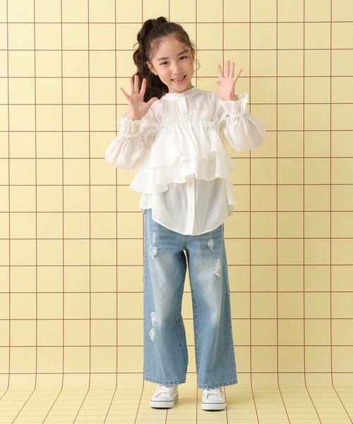 LEPSIM（レプシィム）の「【KIDS】フリル長袖ブラウス《2点セット》　580723（シャツ/ブラウス・キッズ・オフホワイト・120/140/130）」の2枚目の写真