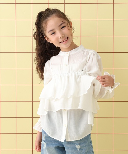 LEPSIM（レプシィム）の「【KIDS】フリル長袖ブラウス《2点セット》　580723（シャツ/ブラウス・キッズ・オフホワイト・120/140/130）」の4枚目の写真