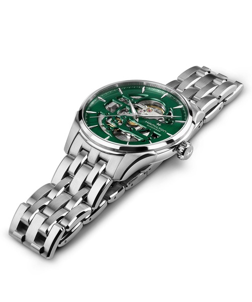 HAMILTON（ハミルトン）の「HAMILTON [ハミルトン] 腕時計 Jazzmaster （ジャズマスター） Skeleton オート 自動巻き 40MM グリーン×シルバー（アナログ腕時計・メンズ・グリーン・FREE）」の4枚目の写真