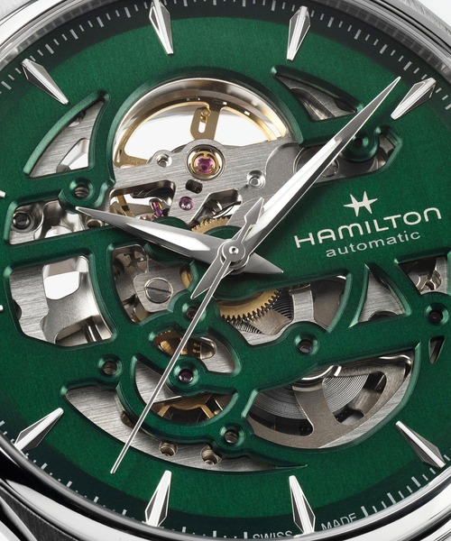 HAMILTON（ハミルトン）の「HAMILTON [ハミルトン] 腕時計 Jazzmaster （ジャズマスター） Skeleton オート 自動巻き 40MM グリーン×シルバー（アナログ腕時計・メンズ・グリーン・FREE）」の5枚目の写真