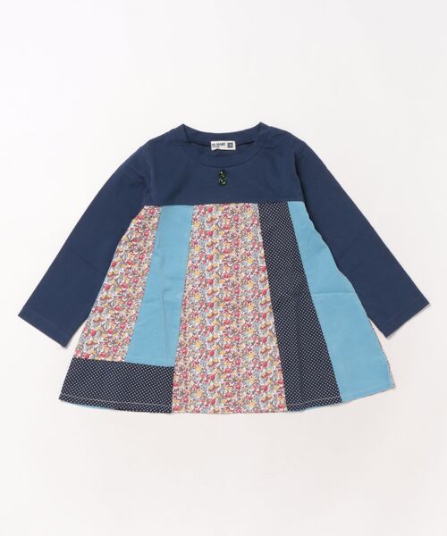 RAGMART(ラグマート)の「パッチワークチュニックワンピース(チュニック・キッズ・イエロー/ネイビー・100cm/110cm/120cm/130cm)」の1枚目の写真