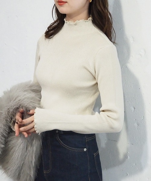 tiptop（ティップトップ）の「メランジリブハイネックプルオーバー（ニット/セーター・レディース・ブラック/アイボリー/チャコールグレー/ボルドー・FREE）」の18枚目の写真