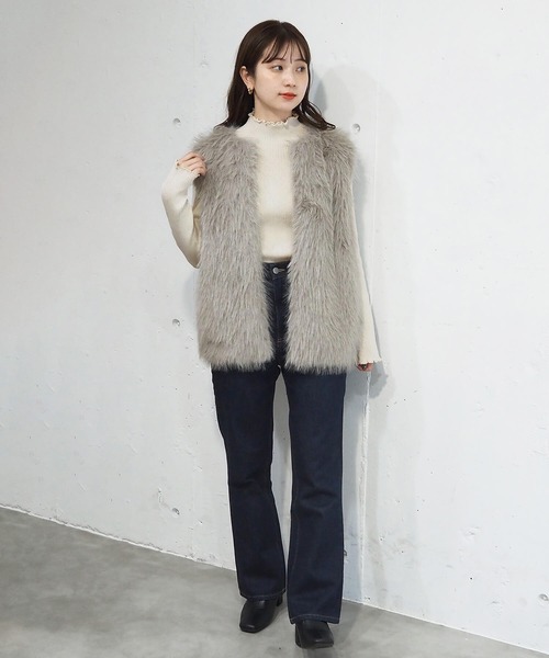 tiptop（ティップトップ）の「メランジリブハイネックプルオーバー（ニット/セーター・レディース・ブラック/アイボリー/チャコールグレー/ボルドー・FREE）」の20枚目の写真