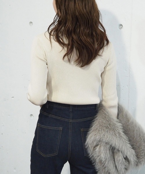 tiptop（ティップトップ）の「メランジリブハイネックプルオーバー（ニット/セーター・レディース・ブラック/アイボリー/チャコールグレー/ボルドー・FREE）」の15枚目の写真