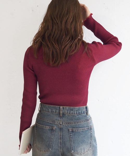 tiptop（ティップトップ）の「メランジリブハイネックプルオーバー（ニット/セーター・レディース・ブラック/アイボリー/チャコールグレー/ボルドー・FREE）」の9枚目の写真