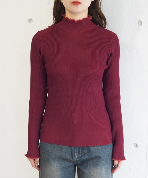 tiptop（ティップトップ）の「メランジリブハイネックプルオーバー（ニット/セーター・レディース・ブラック/アイボリー/チャコールグレー/ボルドー・FREE）」の11枚目の写真