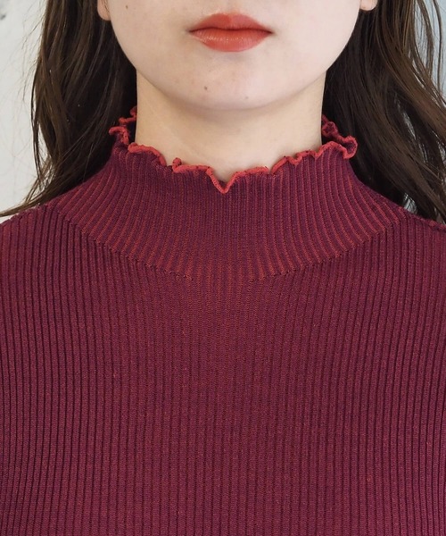 tiptop（ティップトップ）の「メランジリブハイネックプルオーバー（ニット/セーター・レディース・ブラック/アイボリー/チャコールグレー/ボルドー・FREE）」の6枚目の写真