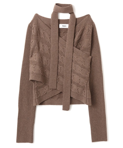 atmos pink(アトモスピンク)の「atmos pink Cache-coeur Knit Tops / アトモス ピンク カシュクール ニットトップス(ニット/セーター・レディース・グレー/ブラウン/オレンジ・FREE)」の14枚目の写真