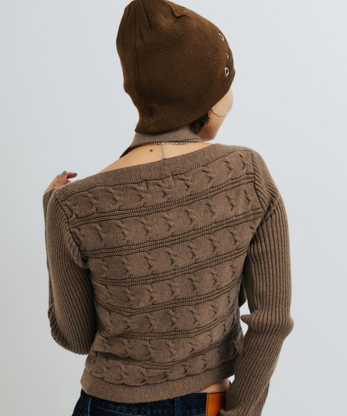 atmos pink(アトモスピンク)の「atmos pink Cache-coeur Knit Tops / アトモス ピンク カシュクール ニットトップス(ニット/セーター・レディース・グレー/ブラウン/オレンジ・FREE)」の17枚目の写真