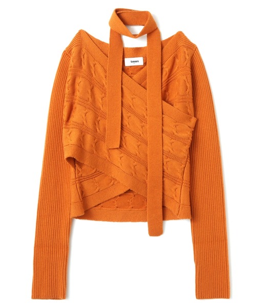 atmos pink(アトモスピンク)の「atmos pink Cache-coeur Knit Tops / アトモス ピンク カシュクール ニットトップス(ニット/セーター・レディース・グレー/ブラウン/オレンジ・FREE)」の6枚目の写真