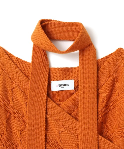 atmos pink(アトモスピンク)の「atmos pink Cache-coeur Knit Tops / アトモス ピンク カシュクール ニットトップス(ニット/セーター・レディース・グレー/ブラウン/オレンジ・FREE)」の5枚目の写真