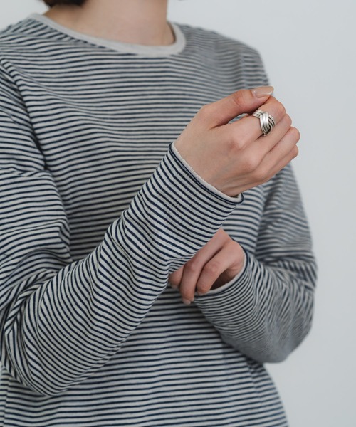 quadro（クオドロ）の「30/1TCリバーシブルニットボーダークルーＴ（Tシャツ/カットソー・レディース・アイボリー/カーキ・FREE）」の21枚目の写真