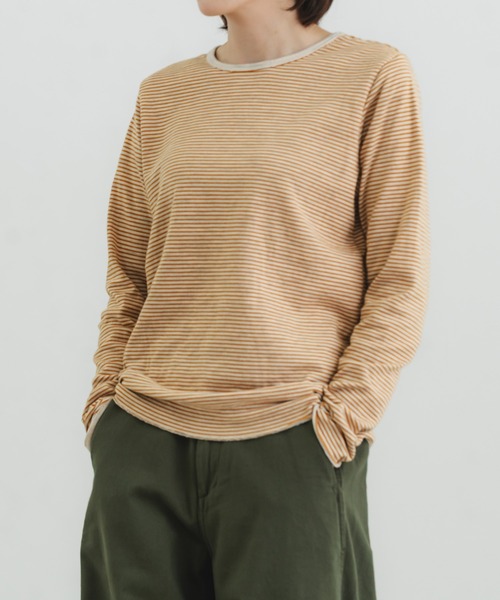 quadro（クオドロ）の「30/1TCリバーシブルニットボーダークルーＴ（Tシャツ/カットソー・レディース・アイボリー/カーキ・FREE）」の18枚目の写真