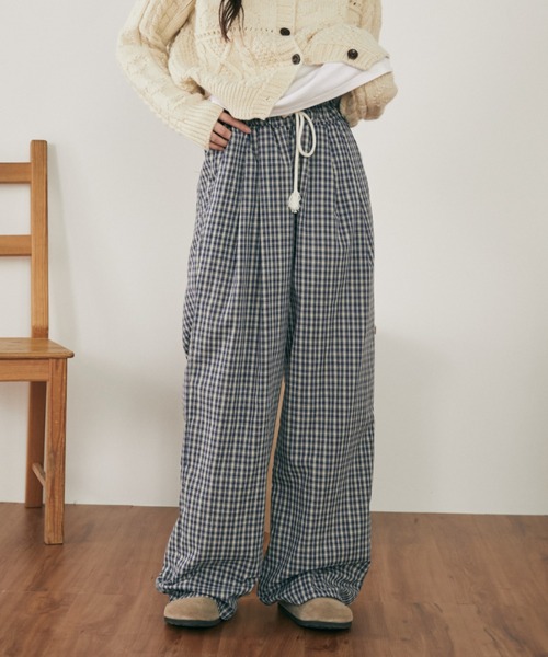 ウエストゴム】ギンガムチェックイージーパンツ（その他パンツ