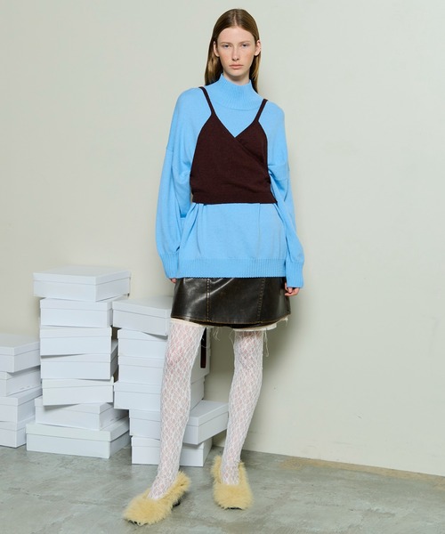 Bustier Knit Set Turtleneck Tops / ビスチェニットセット