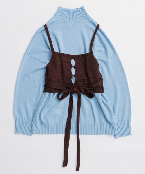 Bustier Knit Set Turtleneck Tops / ビスチェニットセット