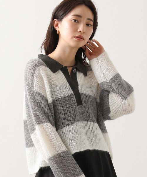 モヘアボーダーポロニット（ニット/セーター）｜Munich（ミュー