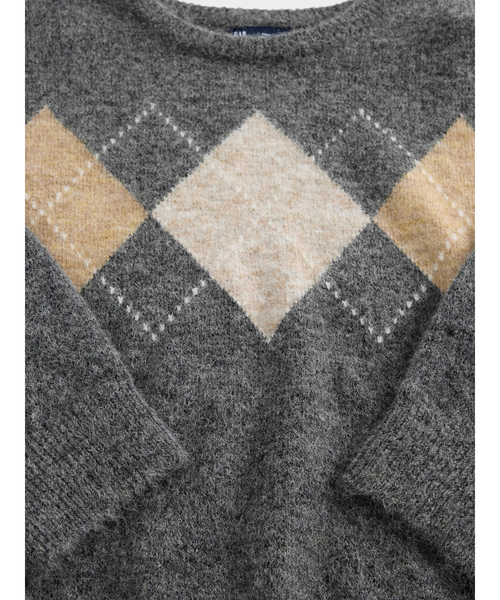 セール】ふわもこ アーガイル クロップド セーター（ニット/セーター