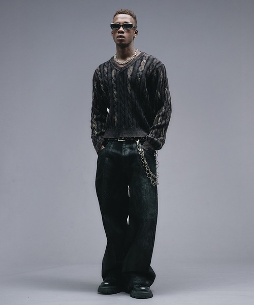 ANDER HUNK（アンダーハンク）の「Faded Cable V-neck Knit / フェードケーブルVネックニット（ニット/セーター・メンズ・ブラック/その他・MEDIUM/LARGE）」の13枚目の写真