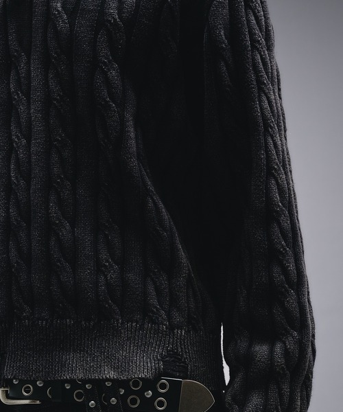 ANDER HUNK（アンダーハンク）の「Faded Cable V-neck Knit / フェードケーブルVネックニット（ニット/セーター・メンズ・ブラック/その他・MEDIUM/LARGE）」の15枚目の写真