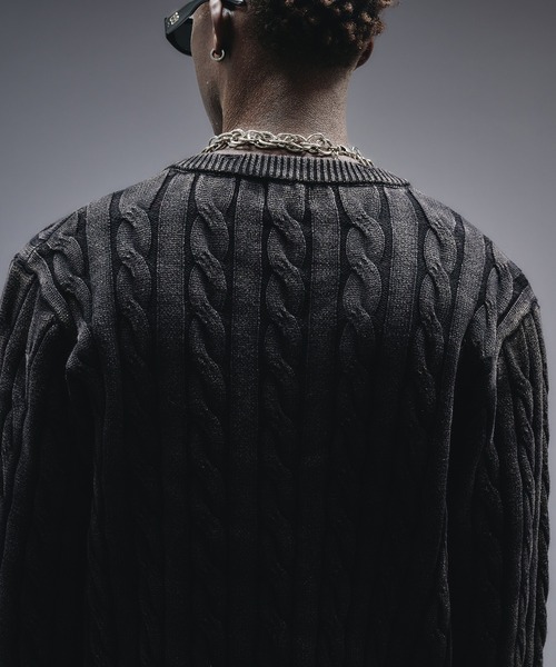ANDER HUNK（アンダーハンク）の「Faded Cable V-neck Knit / フェードケーブルVネックニット（ニット/セーター・メンズ・ブラック/その他・MEDIUM/LARGE）」の16枚目の写真