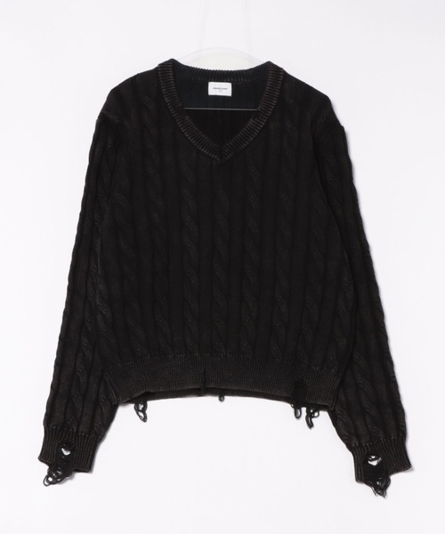 ANDER HUNK（アンダーハンク）の「Faded Cable V-neck Knit / フェードケーブルVネックニット（ニット/セーター・メンズ・ブラック/その他・MEDIUM/LARGE）」の18枚目の写真