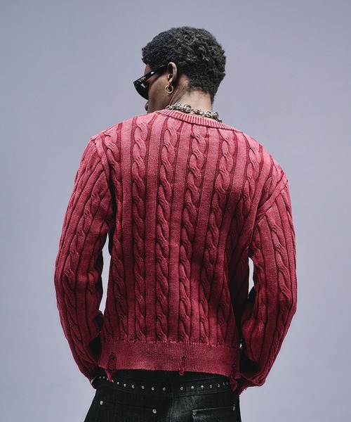 ANDER HUNK（アンダーハンク）の「Faded Cable V-neck Knit / フェードケーブルVネックニット（ニット/セーター・メンズ・ブラック/その他・MEDIUM/LARGE）」の22枚目の写真