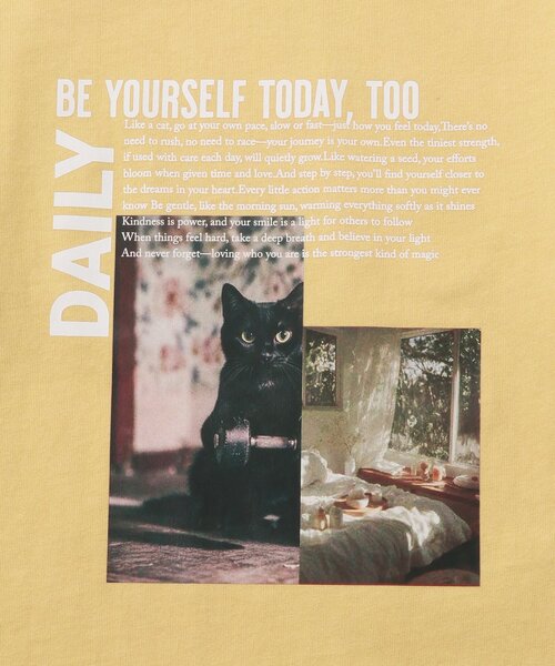 and D. petit main（アンドディープティマイン）の「【USAコットン】CATフォトプリントロンT（Tシャツ/カットソー・キッズ・シルバーグレー/チャコール/イエロー/サックスブルー/ライトピンク・90cm/100cm/110cm/130cm/120cm/140cm）」の8枚目の写真