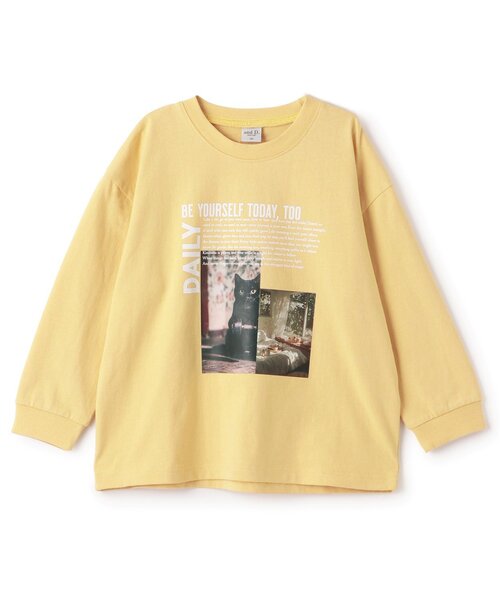 and D. petit main（アンドディープティマイン）の「【USAコットン】CATフォトプリントロンT（Tシャツ/カットソー・キッズ・シルバーグレー/チャコール/イエロー/サックスブルー/ライトピンク・90cm/100cm/110cm/130cm/120cm/140cm）」の14枚目の写真