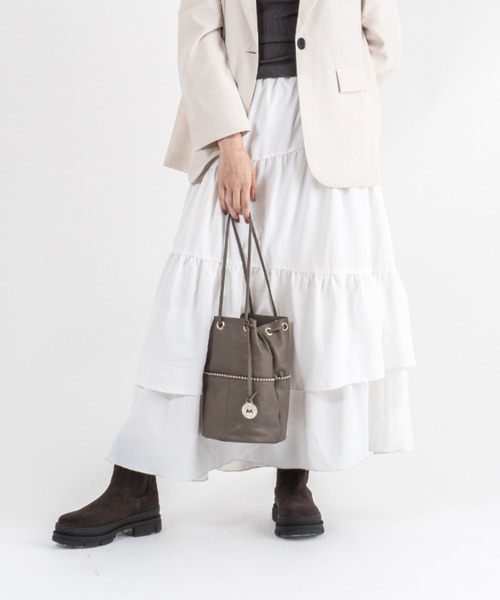 marco masi（マルコマージ）の「【MARCO MASI/マルコ・マージ】巾着　ショルダーバッグ　バケツバッグ　本革（ショルダーバッグ・レディース・シルバー/ベージュ系その他/ブラック・FREE）」の22枚目の写真