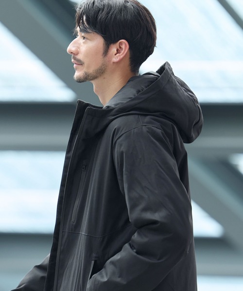 SPU（スプ）の「ウォッシャブル撥水フードハイネックパフブルゾン（ブルゾン・メンズ・ネイビー/チャコール/ブラック・M/S/XL/L）」の5枚目の写真