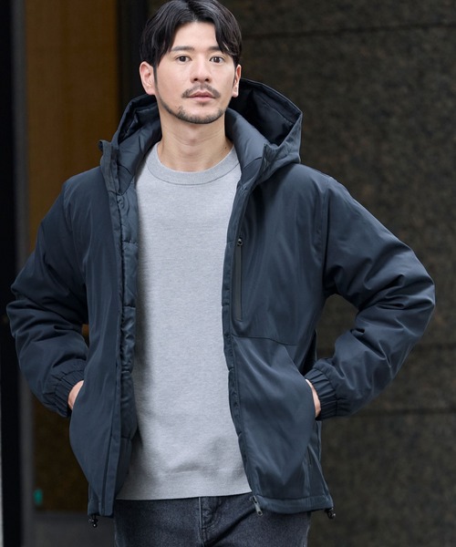 SPU（スプ）の「ウォッシャブル撥水フードハイネックパフブルゾン（ブルゾン・メンズ・ネイビー/チャコール/ブラック・M/S/XL/L）」の14枚目の写真
