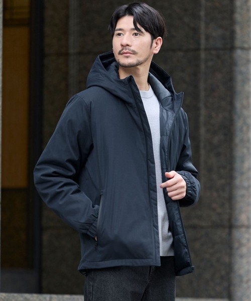SPU（スプ）の「ウォッシャブル撥水フードハイネックパフブルゾン（ブルゾン・メンズ・ネイビー/チャコール/ブラック・M/S/XL/L）」の15枚目の写真