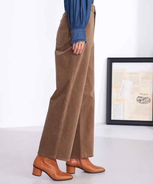 GALLORIA（ギャローリア）の「コーデュロイワイドパンツ（その他パンツ・レディース・ベージュ/ブラウン/ライトグリーン・S/M/L/LL）」の4枚目の写真