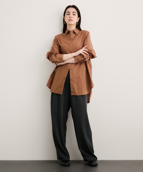 le cercle ADAM ET ROPE'(ルセルクルアダムエロペ)の「ラメストライプワイドパンツ/セットアップ対応(その他パンツ・レディース・チャコールグレー/ベージュ/ネイビー・FREE)」の6枚目の写真