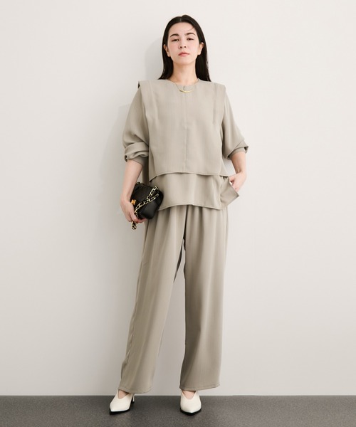 le cercle ADAM ET ROPE'(ルセルクルアダムエロペ)の「ラメストライプワイドパンツ/セットアップ対応(その他パンツ・レディース・チャコールグレー/ベージュ/ネイビー・FREE)」の11枚目の写真