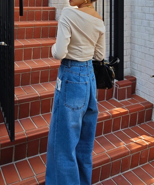 esutoreja（エストレジャ）の「ワンショルダーロングスリーブトップス（Tシャツ/カットソー・レディース・ベージュ/ブラック/アイボリー・FREE）」の13枚目の写真