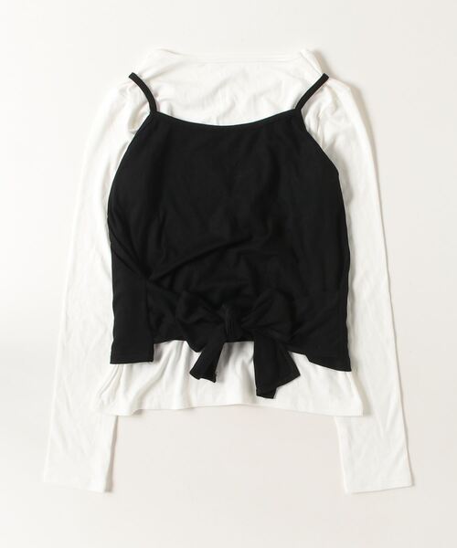 Vini（ヴィニ）の「レイヤード キャミソール セット（Tシャツ/カットソー・レディース・ホワイト×ブラック・MEDIUM）」の2枚目の写真