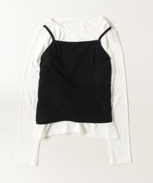 Vini（ヴィニ）の「レイヤード キャミソール セット（Tシャツ/カットソー・レディース・ホワイト×ブラック・MEDIUM）」の10枚目の写真