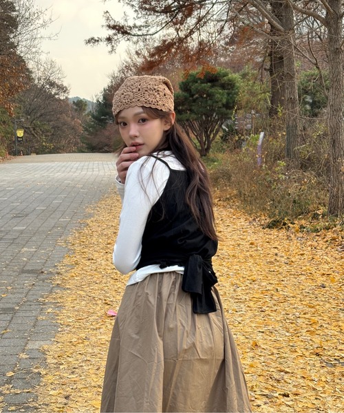 Vini（ヴィニ）の「レイヤード キャミソール セット（Tシャツ/カットソー・レディース・ホワイト×ブラック・MEDIUM）」の6枚目の写真