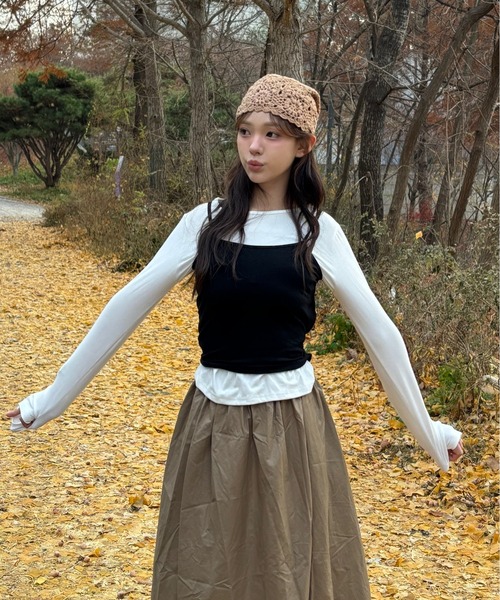 Vini（ヴィニ）の「レイヤード キャミソール セット（Tシャツ/カットソー・レディース・ホワイト×ブラック・MEDIUM）」の13枚目の写真